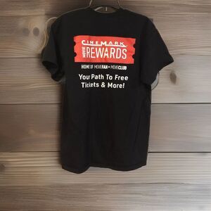 Cinemark Movie Rewards T-Shirt Large Black Short Sleeve Double Sided Theater